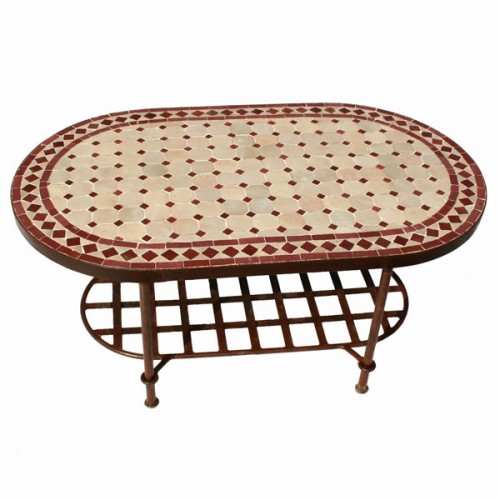 Table mosaïque basse en zellige ovale 130/80