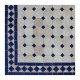 Table en zellige carrée 90/90 sur pied simple fer plein, mosaïque bleue sur fond beige