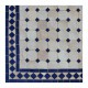 Table basse en zellige carrée 90/90, mosaique de faience bleu sur fond beige
