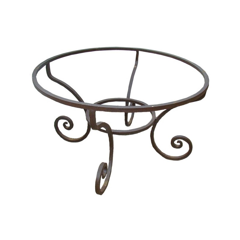 Pied table rond "Fou du Roi" fer carré forgé plein