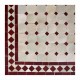 Motif "koura" bordeaux sur fond beige, table carrée 70/70 zellige marocain, basse