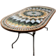Table mosaique marbre ovale 140/90 sur pied fer forgé
