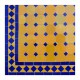 Motif "koura" bleu sur fond jaune table ronde 130 mosaique zellige