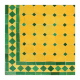 Table en zellige rectangulaire 100/60 sur pied simple fer plein jaune vert