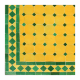 Table en zellige carrée 200/200 vert fond jaune sur pied simple fer plein
