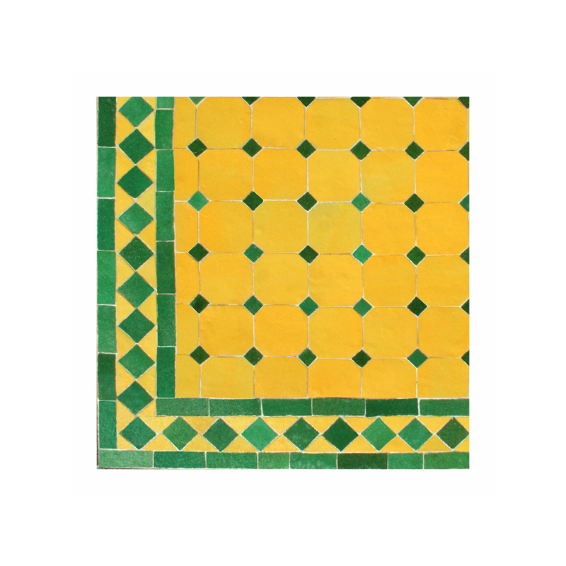 Table basse marocaine en zellige ronde d.: 70 jaune vert