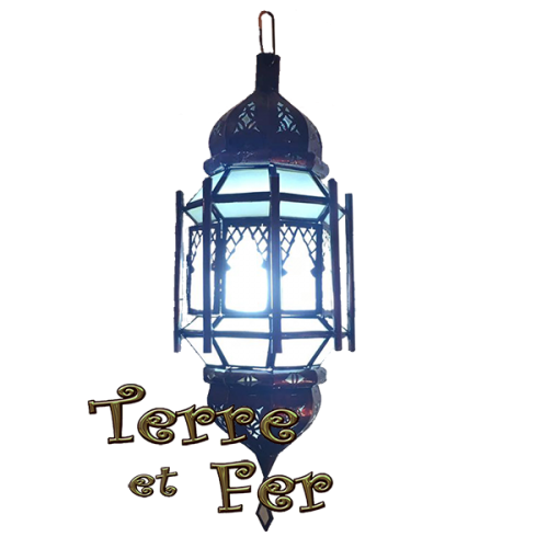 Lanterne suspension verre fer "Fès" fer forgé marocaine