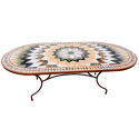 Table mosaique marbre ovale 200/100 sur pied fer forgé