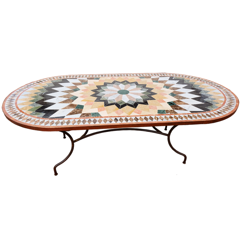 Table mosaique marbre ovale 200/100 Florentine 6