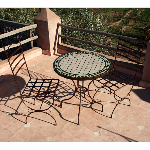 Table en zellige ronde 70 + 2 Chaises Marina