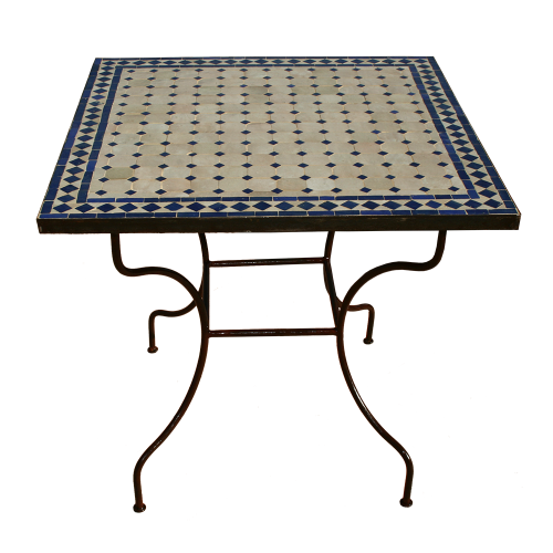 Table en zellige carrée 80/80 sur pied simple fer plein