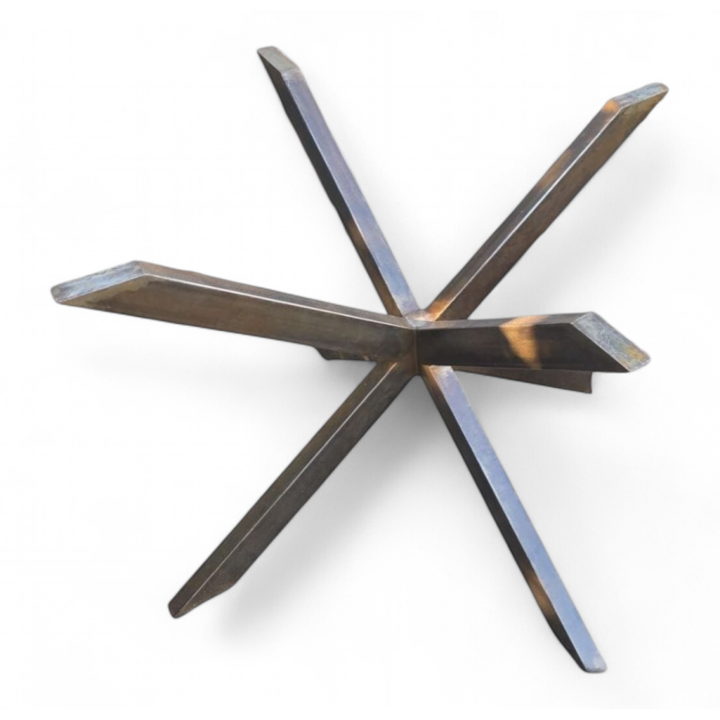 Pied de table croix en fer forgé brut – diamètre 110 cm