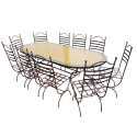Table zellige Ovale 220-100 + 10 Chaises Marina