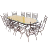 Table_zellige_Ovale_220-100_10_Chaises_fer_forge_Marina