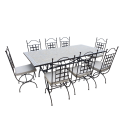 Table zellige rectangulaire 200-100 + 8 Chaises Provence + 8 coussins