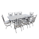 Table_zellige_Rectangulaire_200-100_8_Chaises_fer_forge_Provence_8_coussins