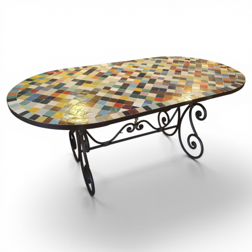 Table en zellige ovale 180/90 MULTI pied ISIS