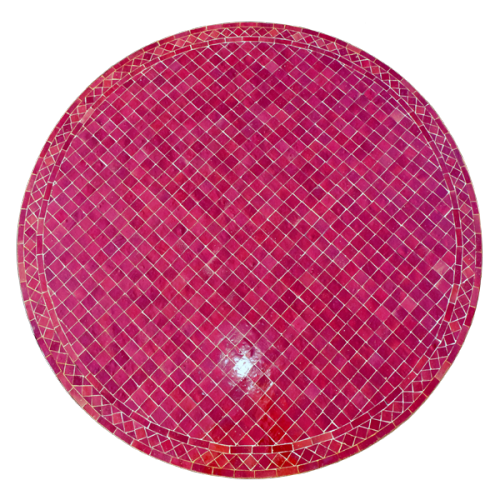 Table en zellige ronde diamètre 60 petits carreaux Bordeaux
