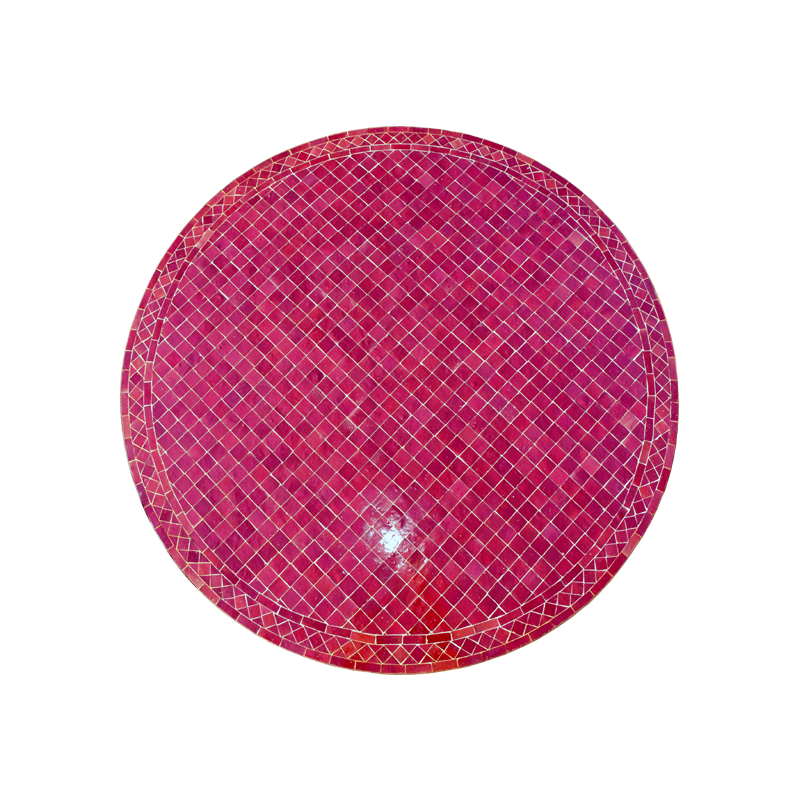 Table en zellige ronde diamètre 60 petits carreaux Bordeaux