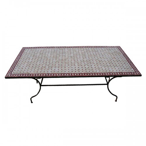 Table en zellige rectangulaire 100/60 sur pied simple fer plein