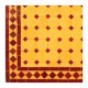 Table zellige mosaique marocaine de céramique carrée jaune et rouge 80/80 sur pied simple fer plein
