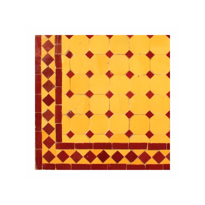 Motif "koura" Bordeaux sur fond jaune